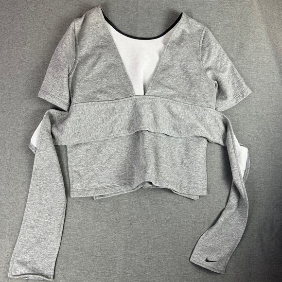 Nike Women Gray DriFit Yoga Workout Training‎ Tie Shirt Size M - Picture 2 of 6